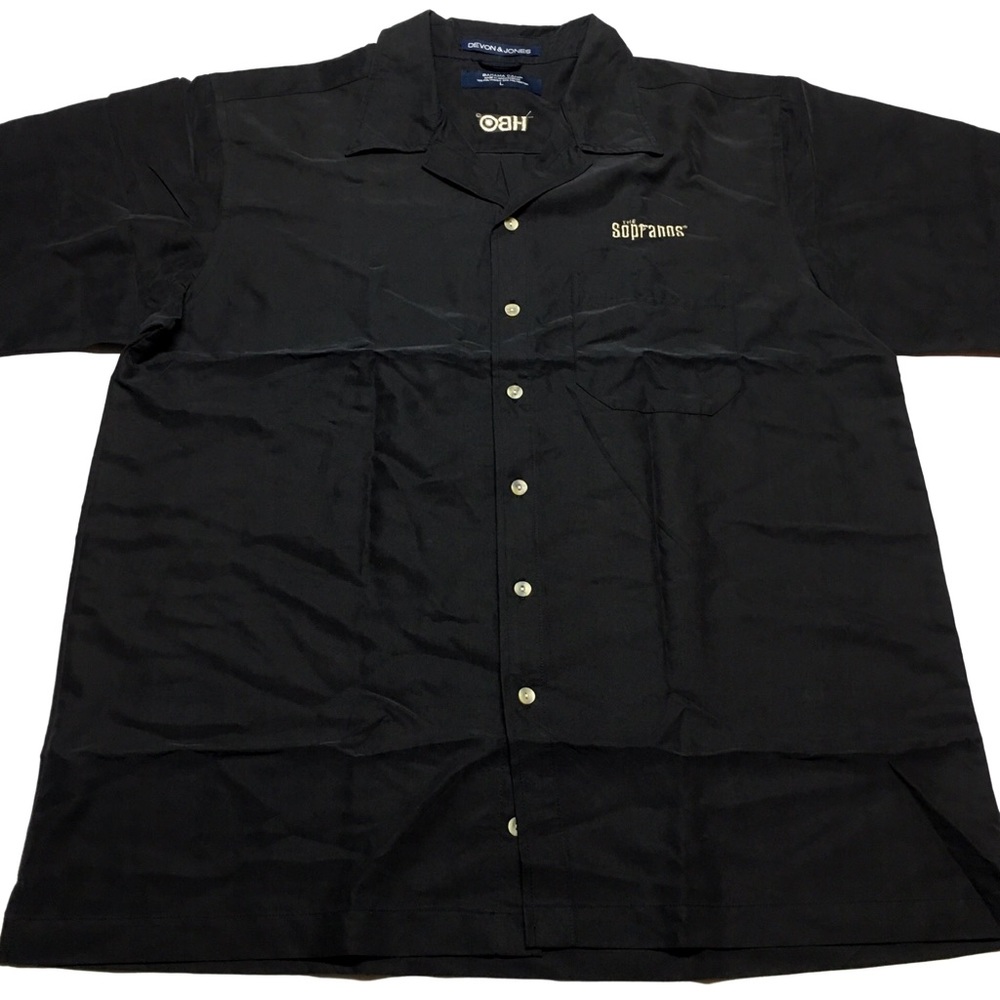 The Sopranos TV Show HBO Black Button Shirt L